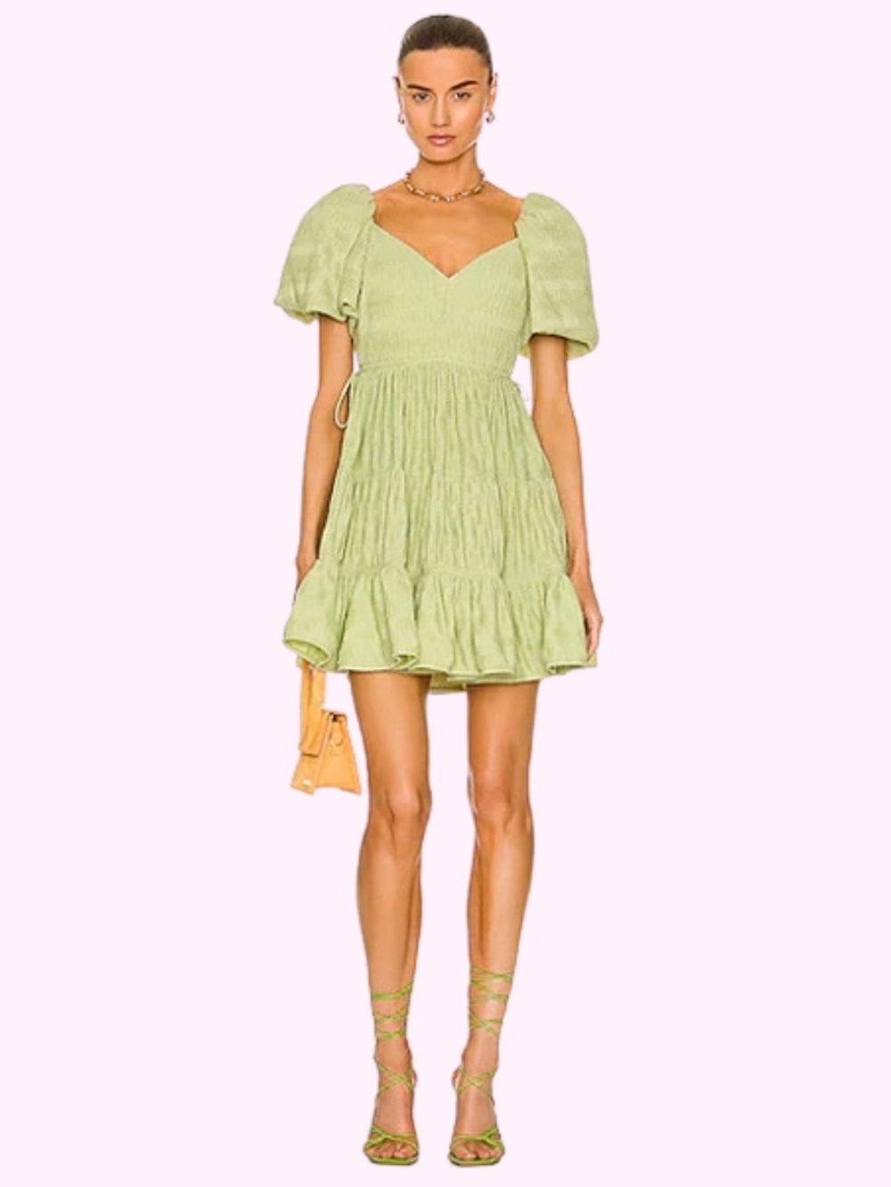 Jonathan SIMKHAI Cadence Pear Variegated Mini Dress in Pea Matcha Green Sz 0
